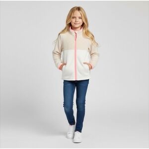 OshKosh B'gosh Kids Fleece Jacket Zip Up Color Block Heart Logo Size 10